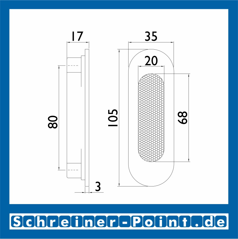 blaugelb Schiebetürmuschel oval